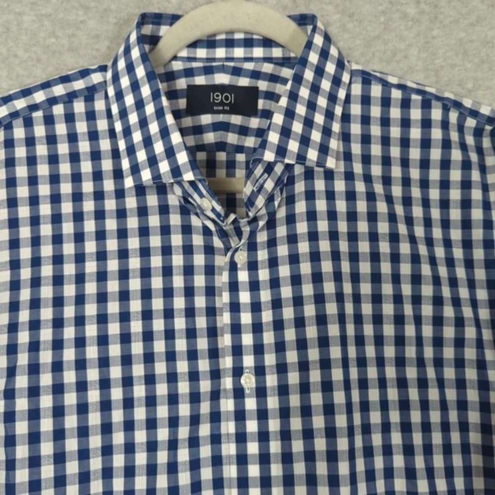 1901 Nordstoms Mens‎ Trim Fit Gingham Check Shirt XL Multi Long Sleeve Button Up